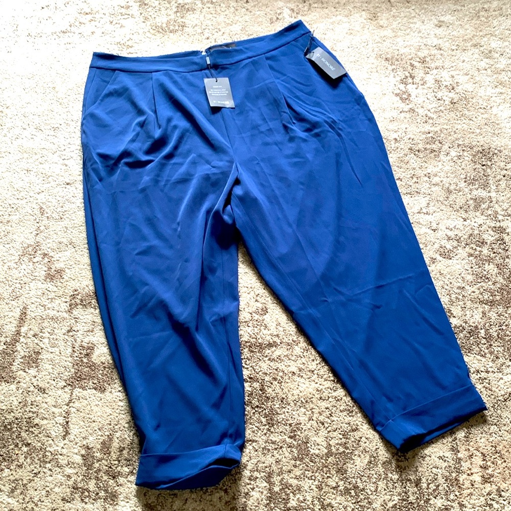 NWT 11 honore Anastasia tapered pants navy blue plus size 22